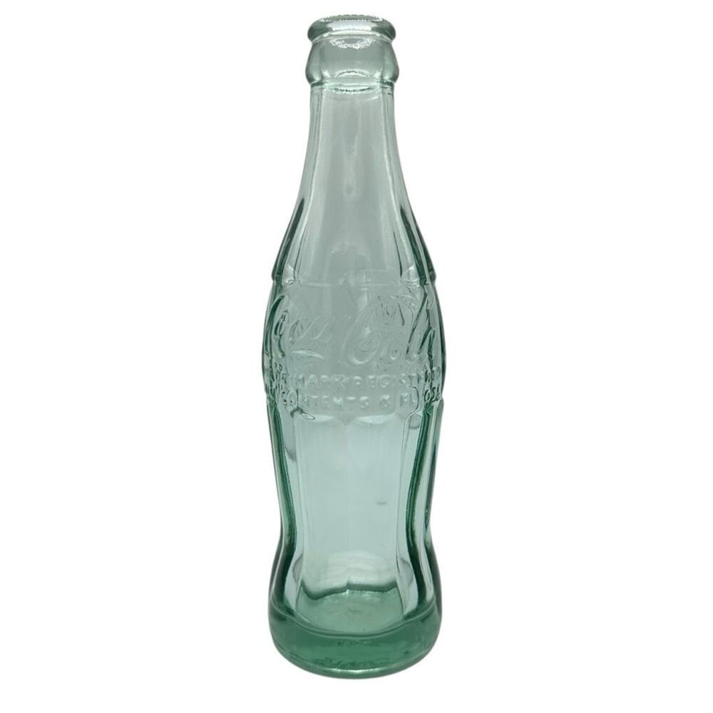 Vintage Green Coca Cola Glass Bottle Contour Embossed 6 oz Fresno CA